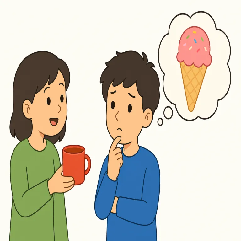misunderstand（誤解する・動詞）の覚え方イラスト — misunderstand は understand「理解する」に mis-「誤って」が付いた形なので、「理解しない」ではなく「違う意味に受け取ってしまう」と考えると覚え…