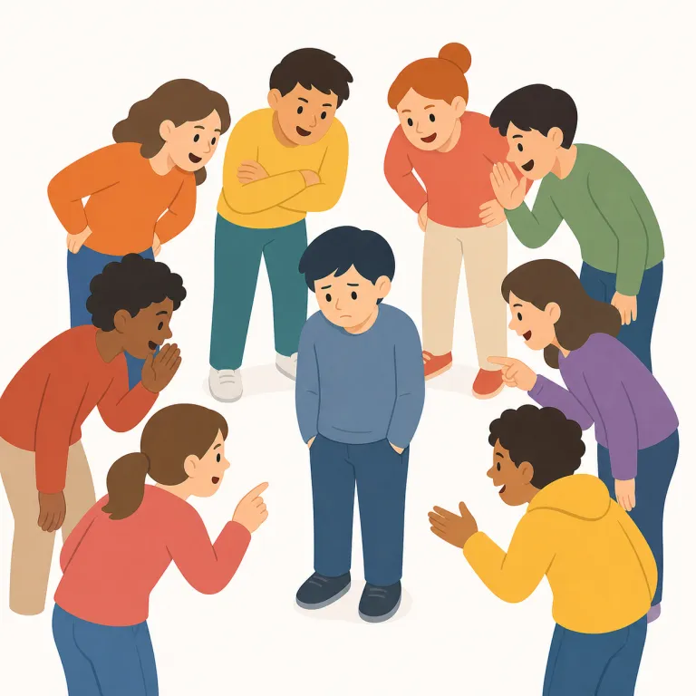 mobbing（モビング／集団嫌がらせ・名詞）の覚え方イラスト — まず mob を「暴徒・群衆」として覚えていると入りやすい語です