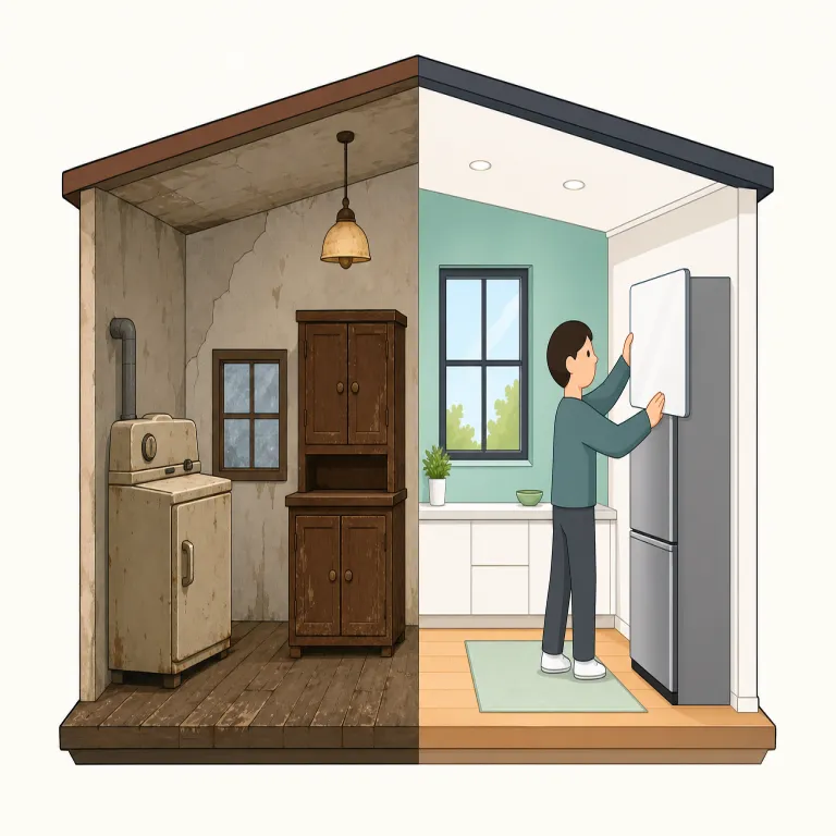 modernise（近代化する・動詞）の覚え方イラスト — このエントリでは modernise を「近代化する」として覚えます
