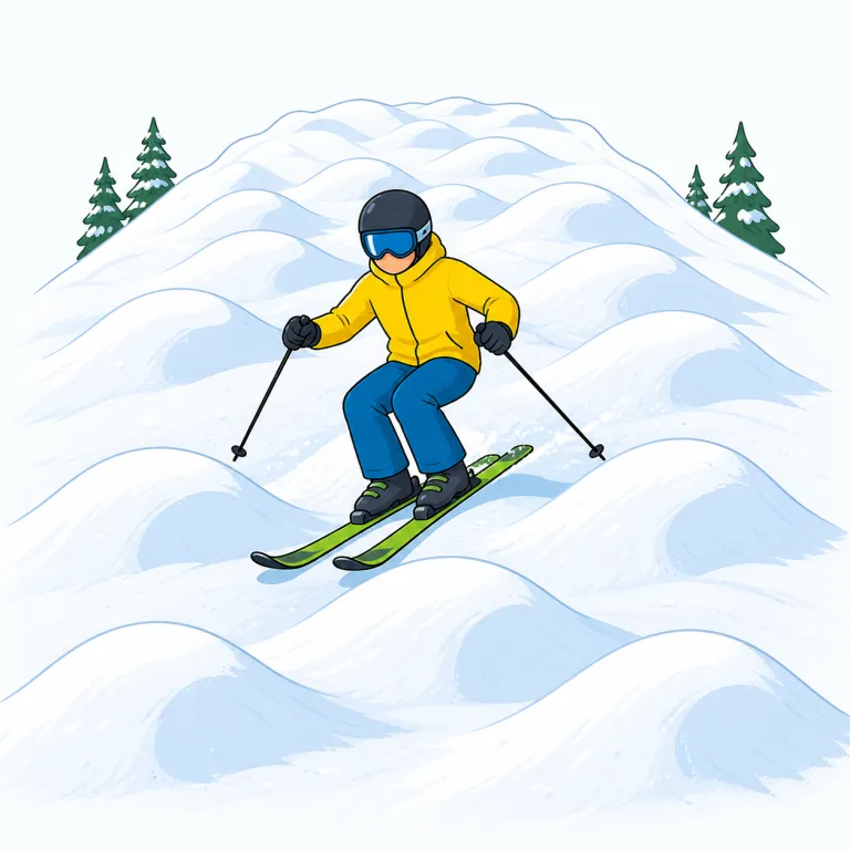 mogul（コブ (スキーのこぶ)・noun）の覚え方イラスト