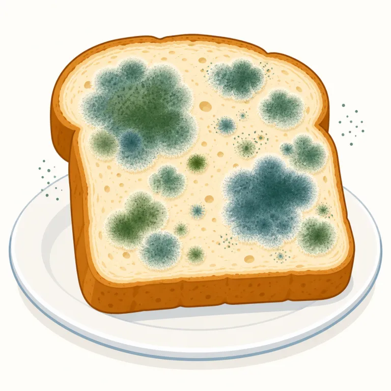 mold（カビ・名詞）の覚え方イラスト — mold は「湿気＋放置」で増えるものを思い浮かべると定着します