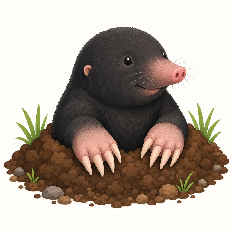 mole（モグラ・名詞）の覚え方イラスト — mole を「モグラ」として覚えるときは、underground, tunnel, dig と一緒に固定すると定着しやすいです