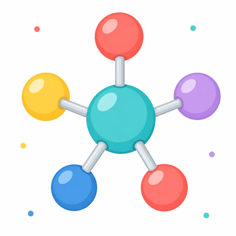 molecule（分子・名詞）の覚え方イラスト — molecule は、化学で使う「分子」として覚えます
