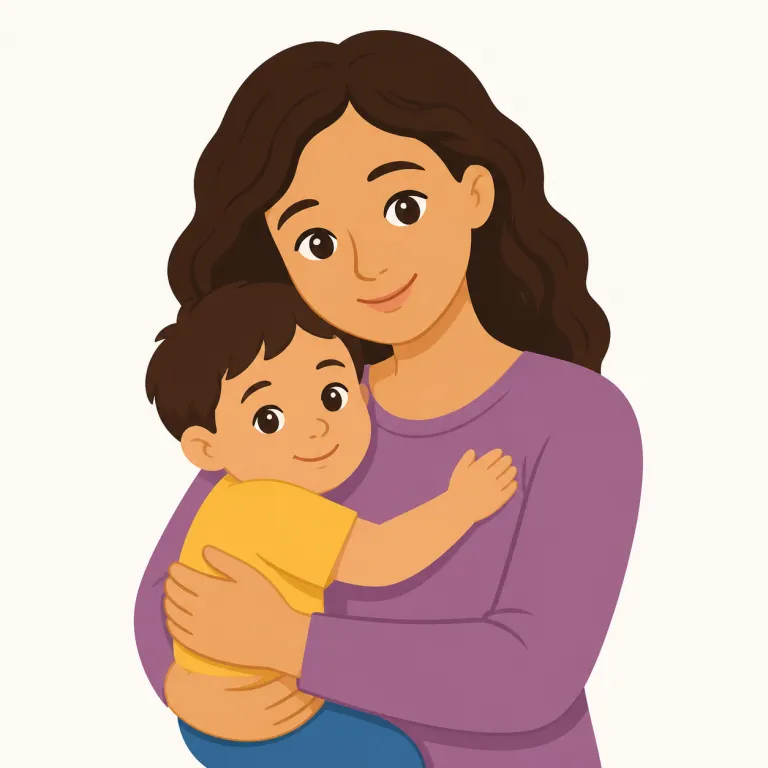 mom（お母さん・名詞）の覚え方イラスト — mom は family の会話で自然に出る、いちばん身近な「お母さん」