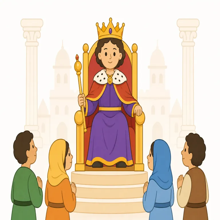 monarchy（君主制・名詞）の覚え方イラスト — monarch は「君主」、-y は制度や状態を作る名詞語尾と考えると、monarchy は「君主が頂点に立つ統治の仕組み」と整理できます