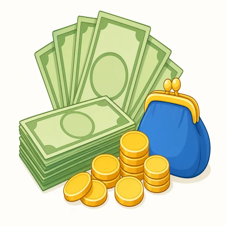 money（お金・名詞）の覚え方イラスト — money はまず「お金全般をまとめて指す広い語」として覚えるとぶれにくいです