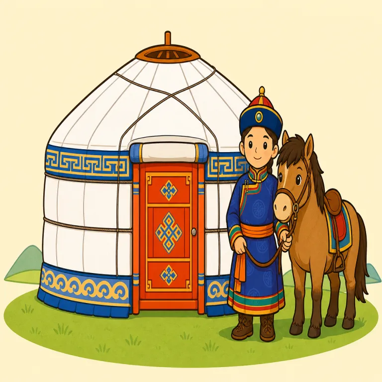 mongolian（モンゴルの・）の覚え方イラスト