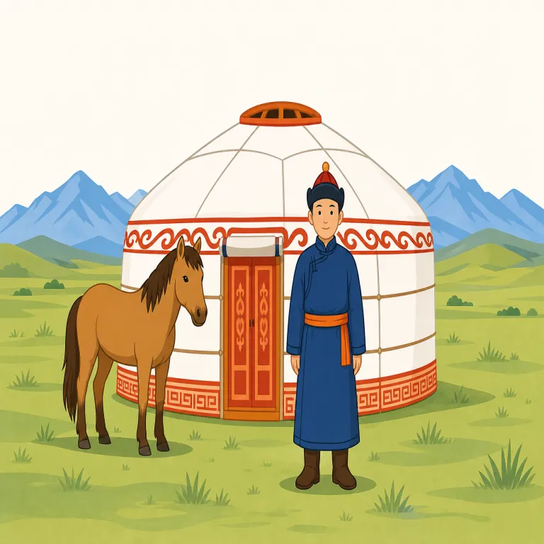 mongolian（モンゴルの・adjective）の覚え方イラスト