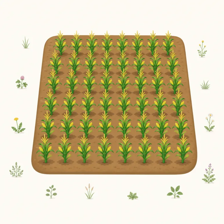 monoculture（単一栽培・名詞）の覚え方イラスト — mono- は「一つだけ」、culture は agriculture の中にもあるように「耕作・育てること」の意味を持ちます