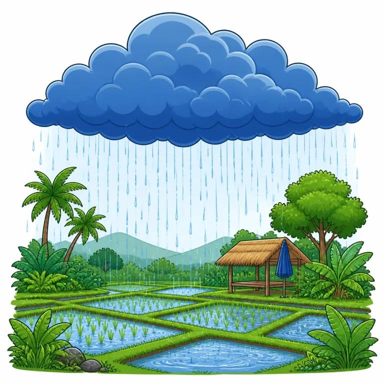 monsoon（雨季・noun）の覚え方イラスト