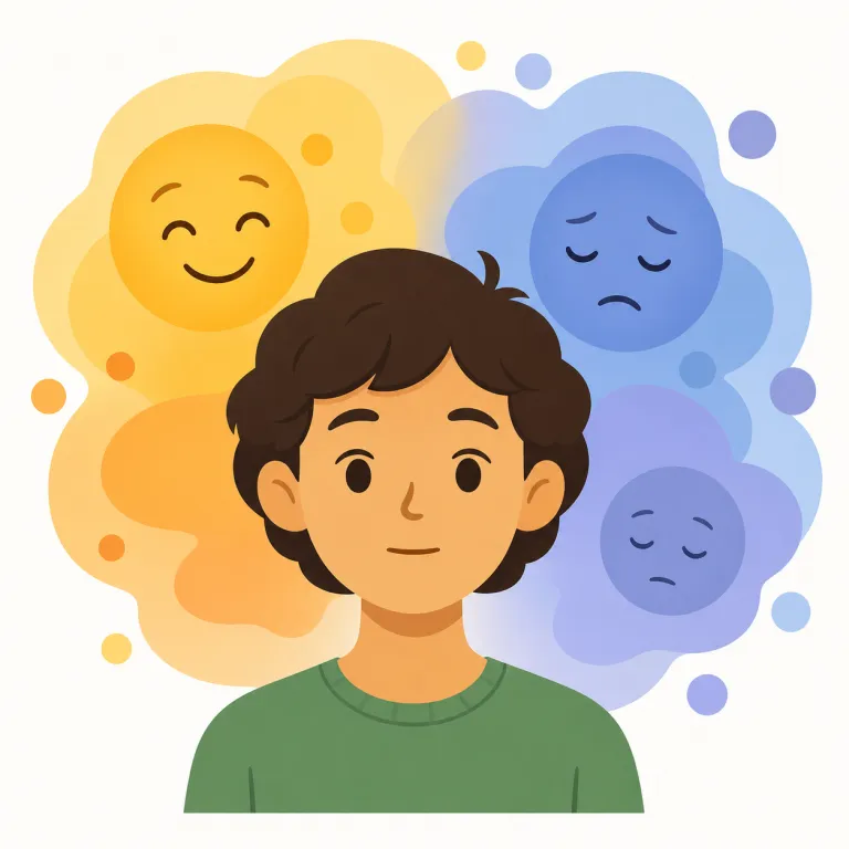 mood（気分・名詞）の覚え方イラスト — mood は「人の内側にしばらく続く感情の状態」として覚えます
