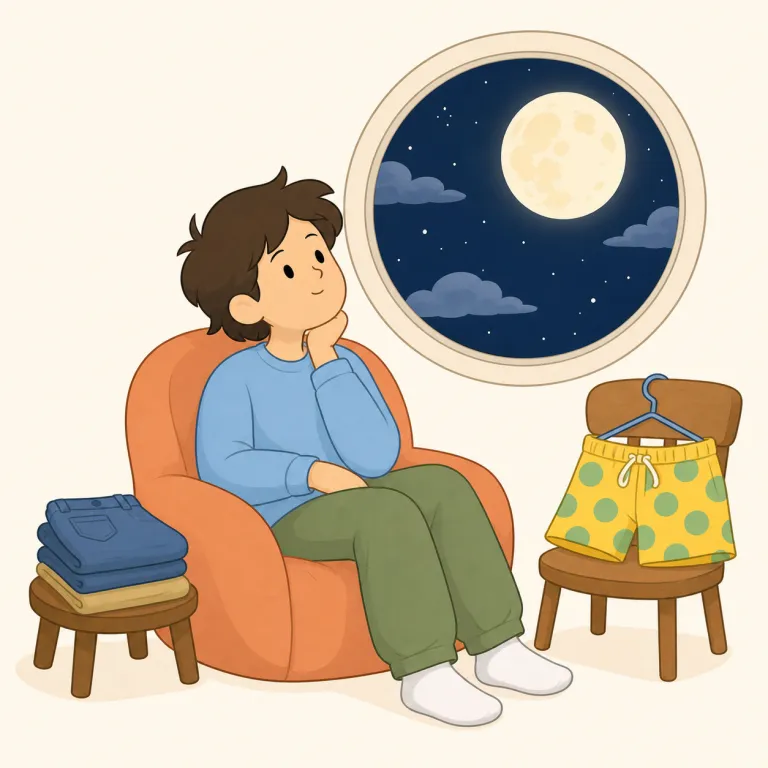 mooning（尻を見せる・動詞）の覚え方イラスト — `mooning` は `moon`「月」を動詞化した俗語として覚えると分かりやすいです