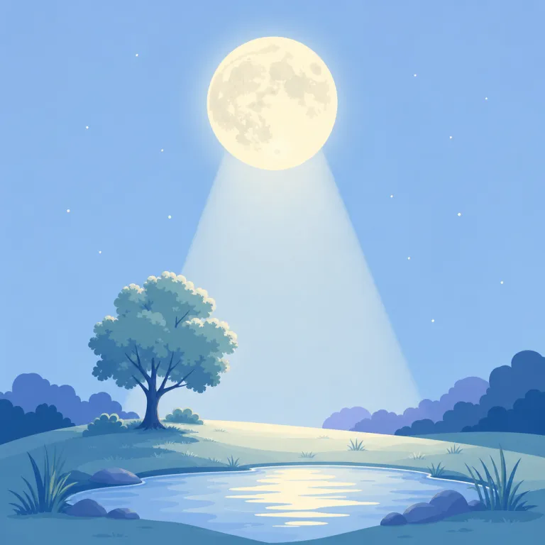 moonlight（月明かり・名詞）の覚え方イラスト — moon「月」+ light「光」から成る名詞で、太陽光ではなく夜に月が投げかける淡い光を指します
