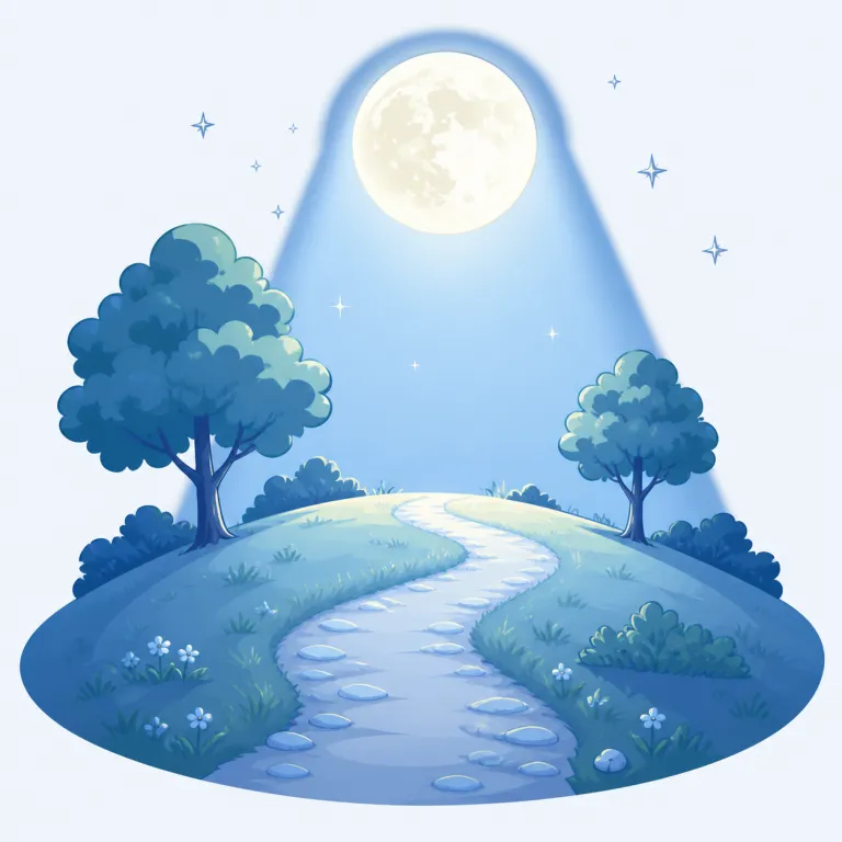 moonlit（月明かりに照らされた・形容詞）の覚え方イラスト — `lit` を「light の『照らされた』側」と覚えると取りやすい語です