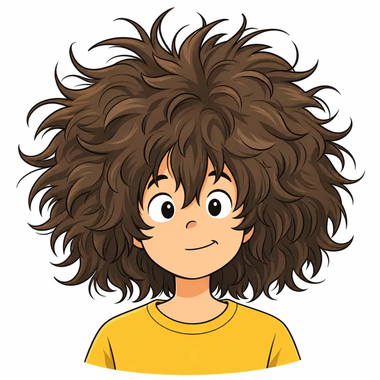 mop（ぼさぼさ髪・noun）の覚え方イラスト