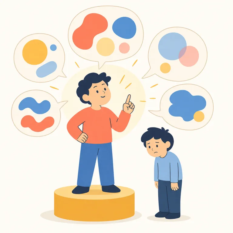 moralizing（説教じみた・形容詞）の覚え方イラスト — moralizing は動詞 moralize の -ing 形が形容詞化した語で、「道徳を語りながら相手を導こうとしているような」質感を表します