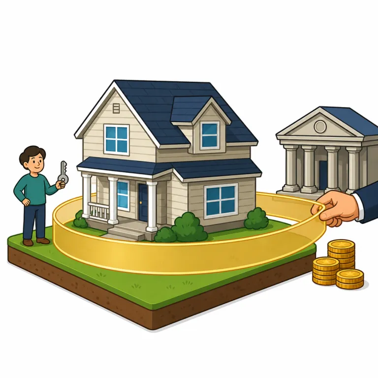 mortgage（抵当、抵当権・noun）の覚え方イラスト