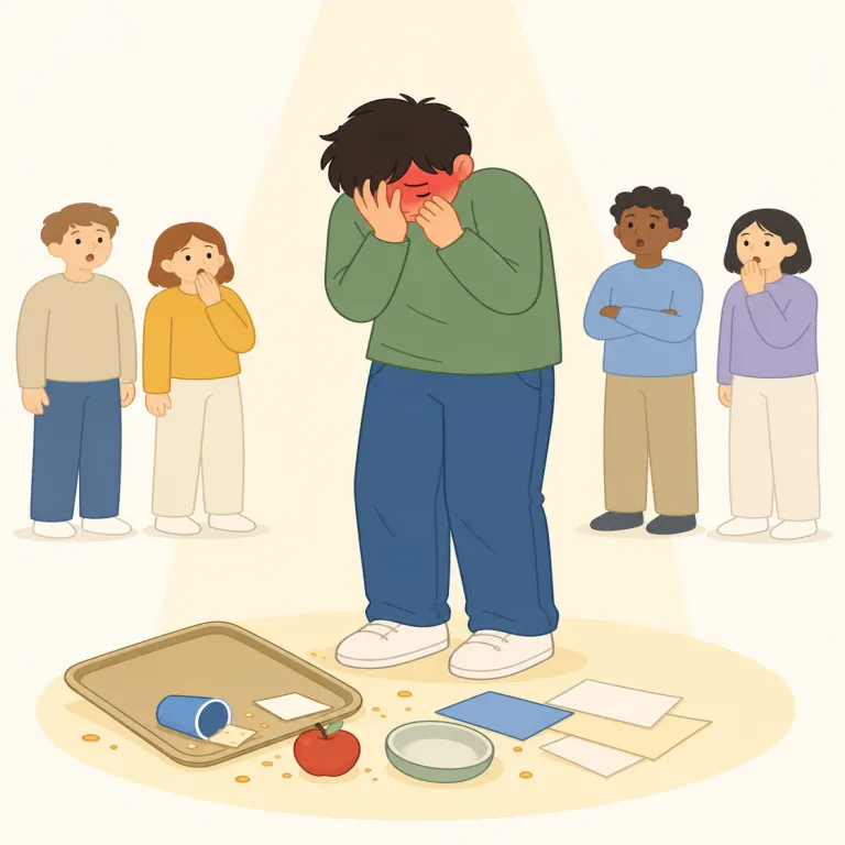 mortifying（ひどく恥ずかしい、屈辱的な・形容詞）の覚え方イラスト — embarrassing の強化版として覚えると定着しやすい語