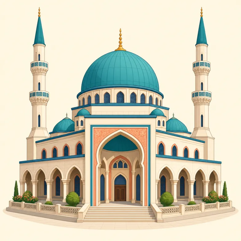 mosque（モスク・名詞）の覚え方イラスト — mosque は「イスラム教の人が pray する場所」と、行為と宗教を結びつけて覚えると定着しやすいです