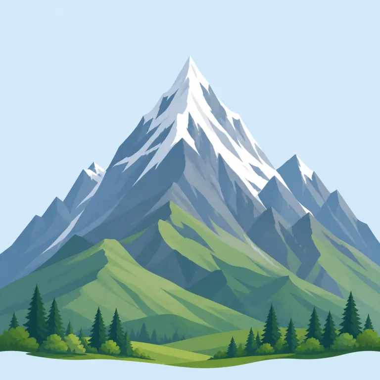 mountain（山・名詞）の覚え方イラスト — mountain は「地面から大きく高く盛り上がった自然地形」を指す名詞です