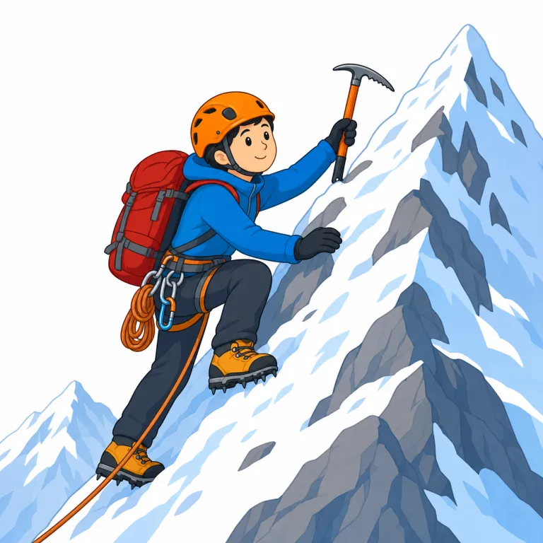 mountaineering（山登り・名詞）の覚え方イラスト