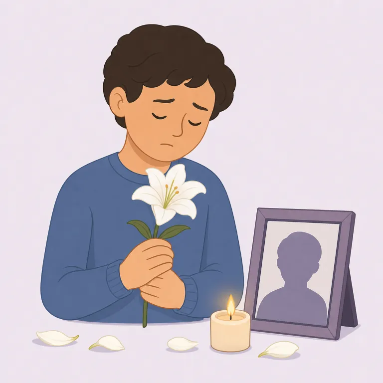mourning（哀悼の意・名詞）の覚え方イラスト — まず動詞 mourn（嘆く）を土台にすると覚えやすいです