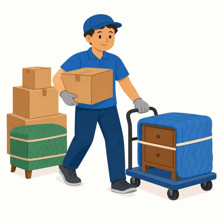 mover（動かす人、引っ越し業者・名詞）の覚え方イラスト — まずは move「動く／動かす」が土台