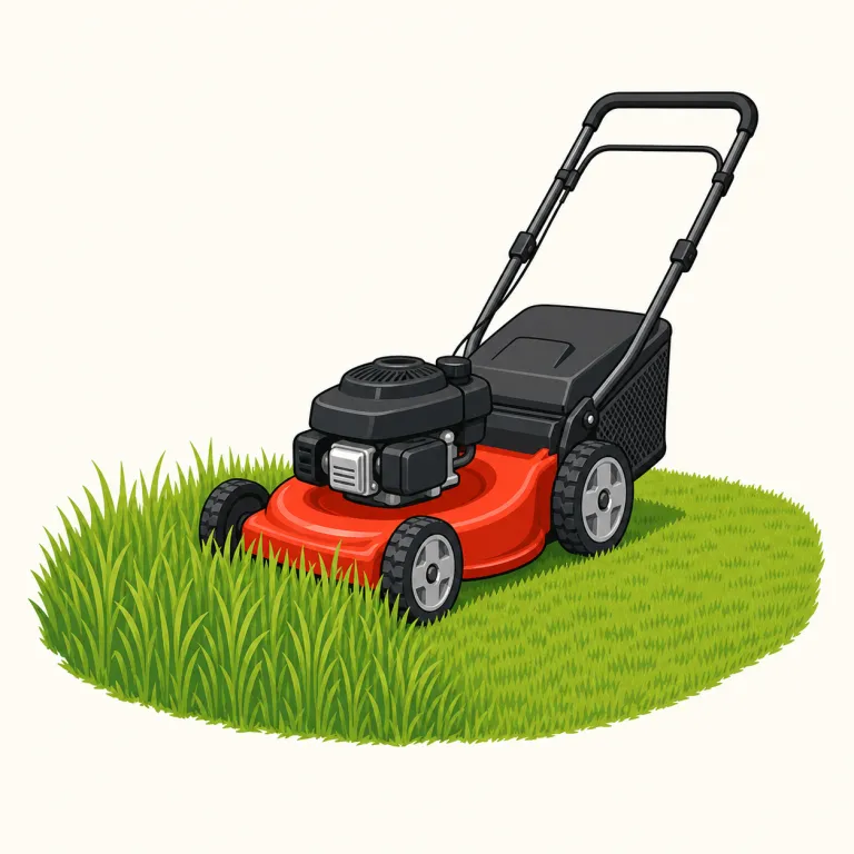 mower（芝刈り機・名詞）の覚え方イラスト — mower は mow + -er で捉えると覚えやすいです