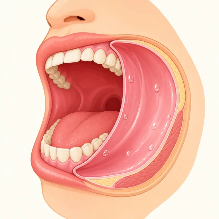 mucosal（粘膜の・形容詞）の覚え方イラスト — mucosal は、まず mucus（粘液）や mucosa（粘膜）を知っていると覚えやすい語です
