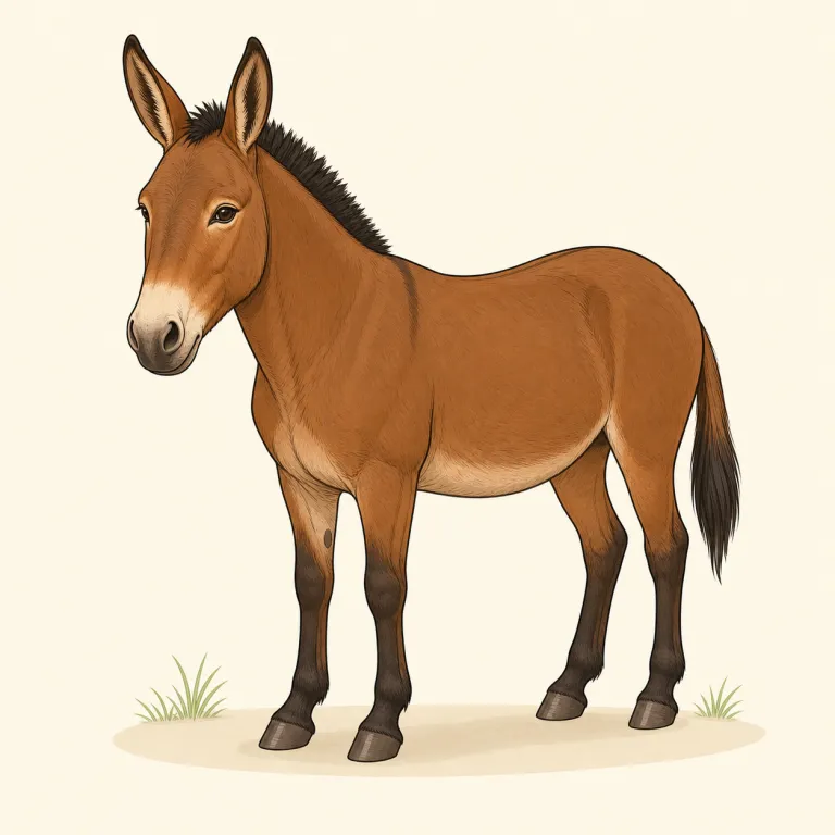 mule（ラバ・名詞）の覚え方イラスト — mule は馬とロバの交配で生まれるラバ