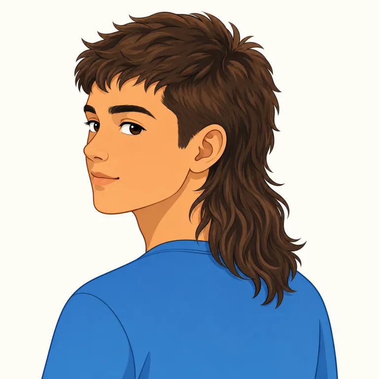 mullet（マレットヘア・noun）の覚え方イラスト