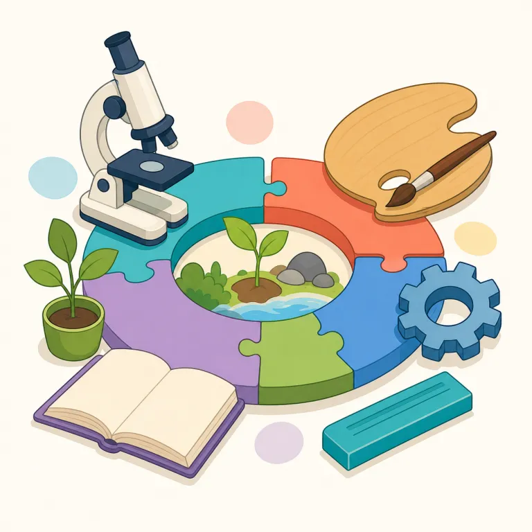 multidisciplinary（学際的な・形容詞）の覚え方イラスト — multidisciplinary は multi「複数の」+ disciplinary と切って覚える