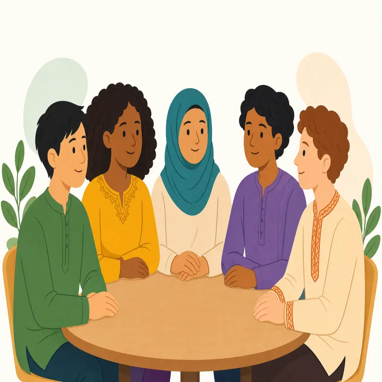 multiethnic（多民族の・形容詞）の覚え方イラスト — このエントリの「多民族の」は、multiethnic の複数民族のという基本義とは別に、民族的に多様な構成や共存状態をやや社会学的に述べる語として押さえます