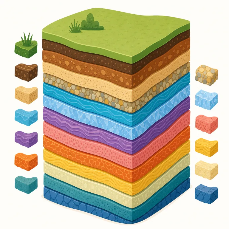 multilayered（多層的な・形容詞）の覚え方イラスト — multi- は multivitamin や multicultural の multi と同じで「多い」、layer は「層」です