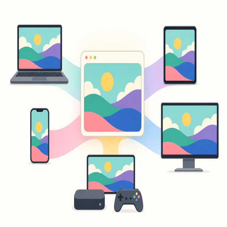 multiplatform（マルチプラットフォーム・形容詞）の覚え方イラスト — multi- は multilingual, multicultural などと同じで「複数の」