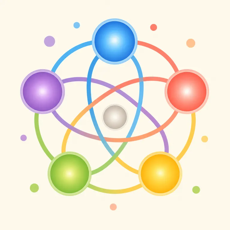 multipolar（多極的・形容詞）の覚え方イラスト — multi- は「複数」、polar は pole「極・中心」を思い出すと形が見えます
