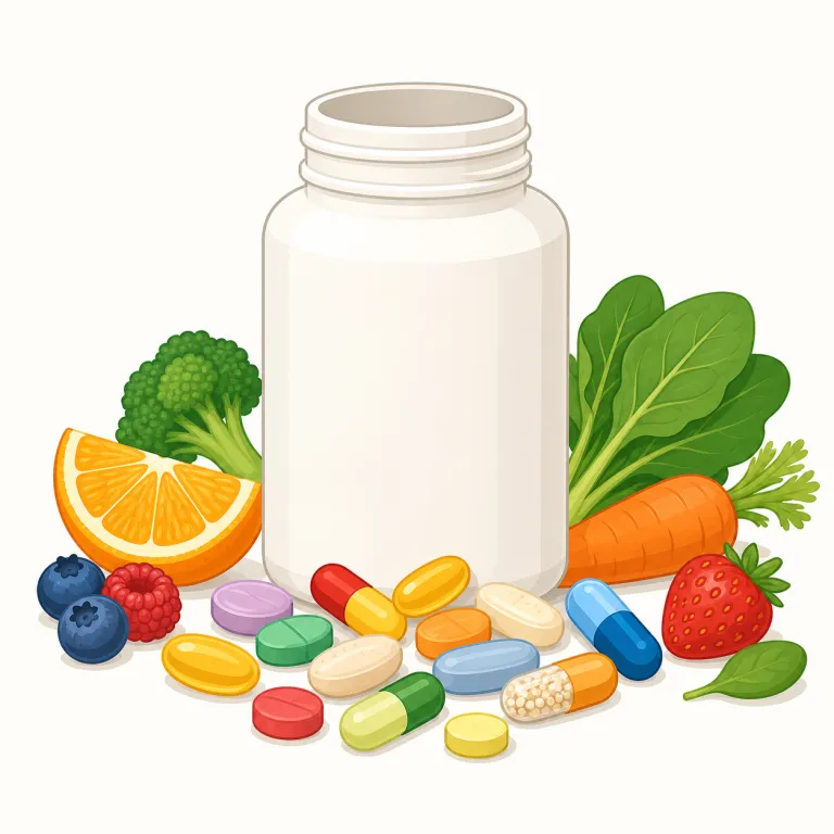 multivitamin（マルチビタミン・名詞）の覚え方イラスト — multivitamin は日本語でも「マルチビタミン」と言うので、カタカナ名と英語のつづりを結びつけて覚えます