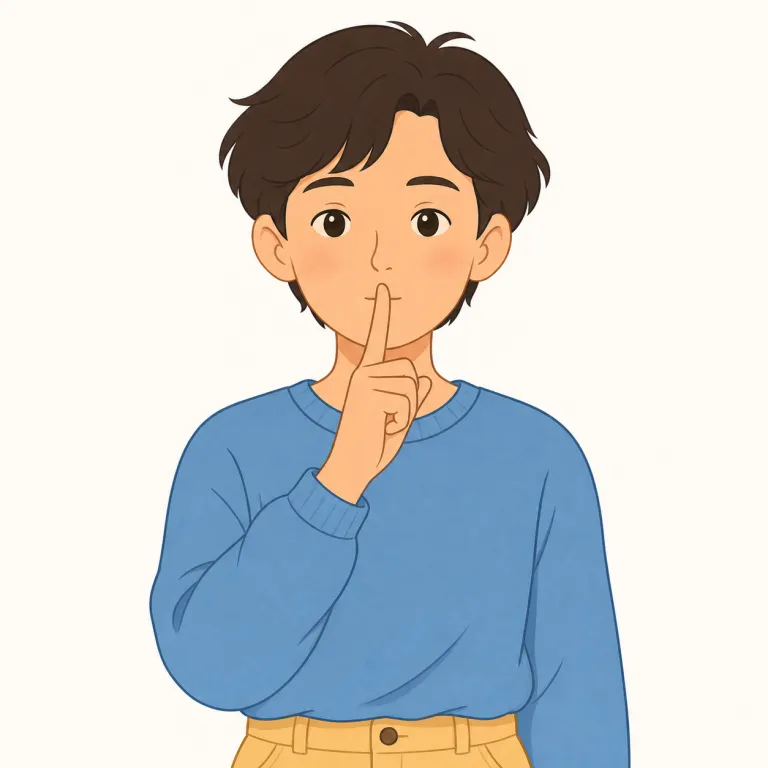 mum（黙っている・adjective）の覚え方イラスト