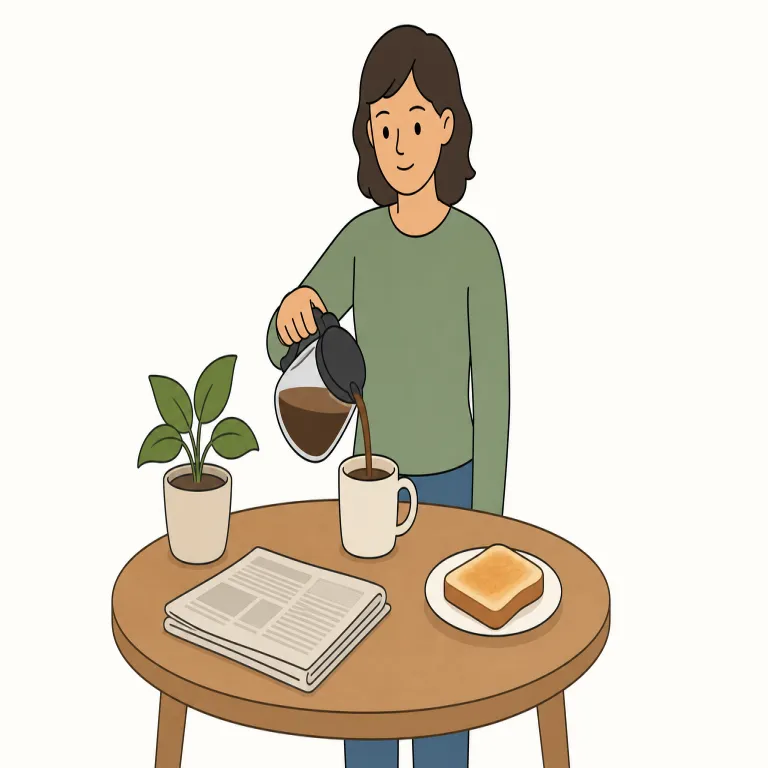 mundane（ありふれた・形容詞）の覚え方イラスト — mundane は「ありふれた・平凡な」という意味で、特別さや刺激がない日常の感じを表します