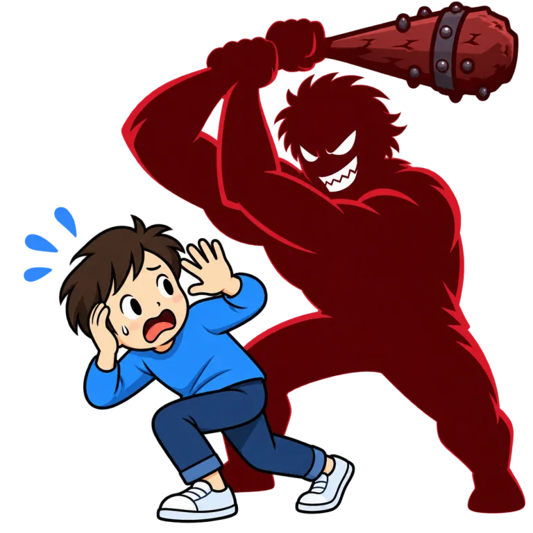 murderous（殺人的な、残忍な・adjective）の覚え方イラスト