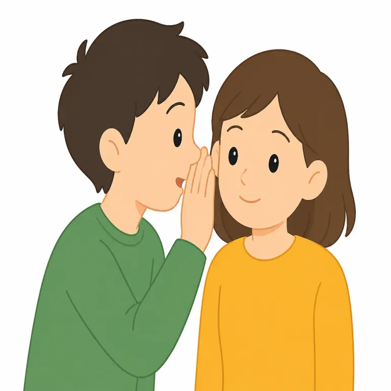 murmur（ささやく・動詞）の覚え方イラスト — murmur を動詞で見るときは、口の中で mmm..