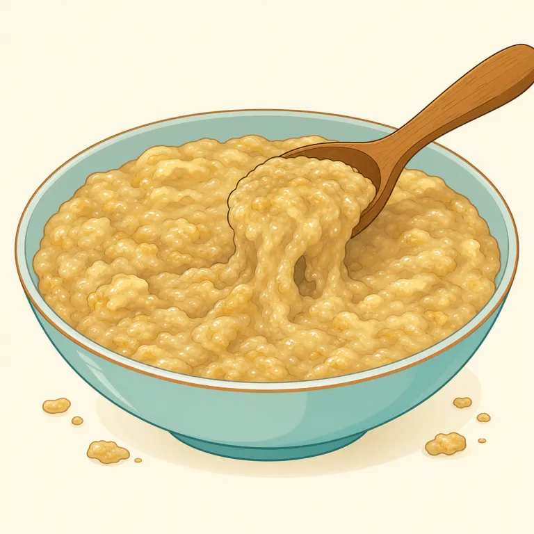 mush（どろどろの物・名詞）の覚え方イラスト — mush は物がつぶれて形を失った、柔らかなどろどろの状態や物を表す