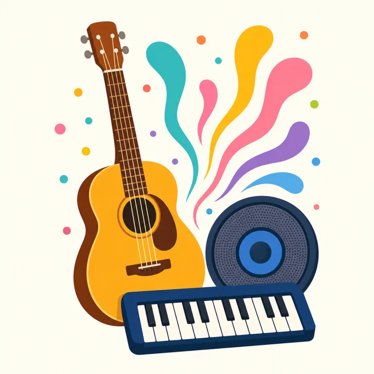 music（音楽・名詞）の覚え方イラスト — このエントリの music は、個々の「楽曲」ではなく、音を組み合わせて表現する芸術・活動としての「音楽」を指します