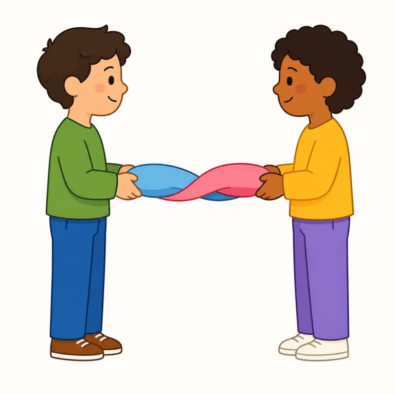 mutual（相互・形容詞）の覚え方イラスト — この意味の mutual は「一方だけでなく、双方に向かっている」と考えると覚えやすいです