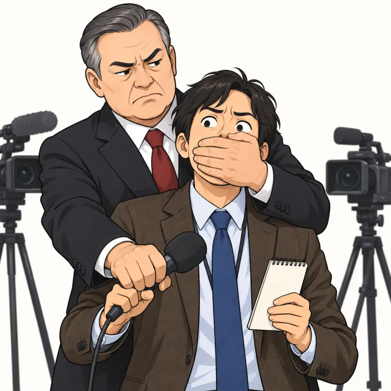 muzzle（黙らせる・verb）の覚え方イラスト