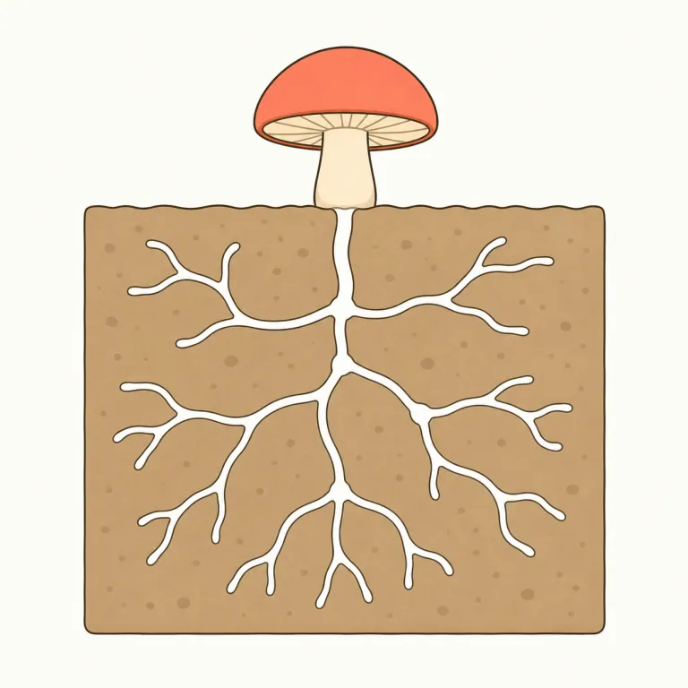 mycelium（菌糸体・noun）の覚え方イラスト