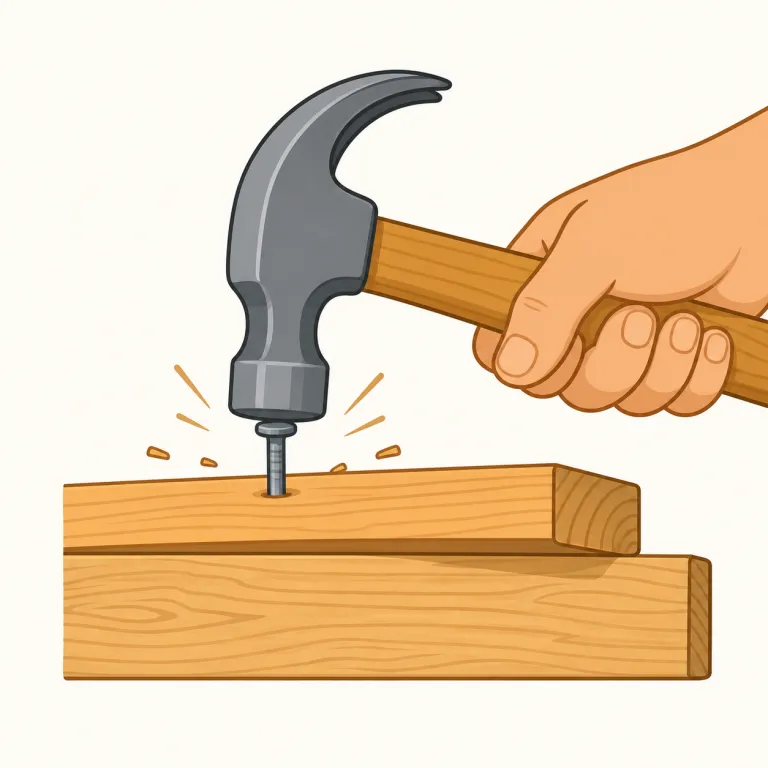nail（くぎで留める・verb）の覚え方イラスト