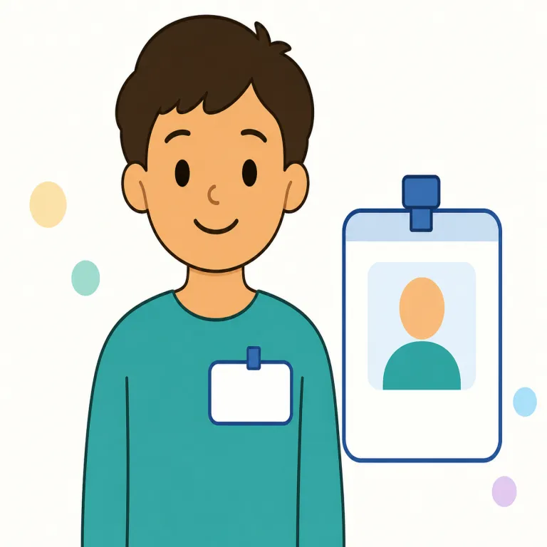 name（名前・名詞）の覚え方イラスト — name は「その人・物を指し示すラベル」と捉えると安定します