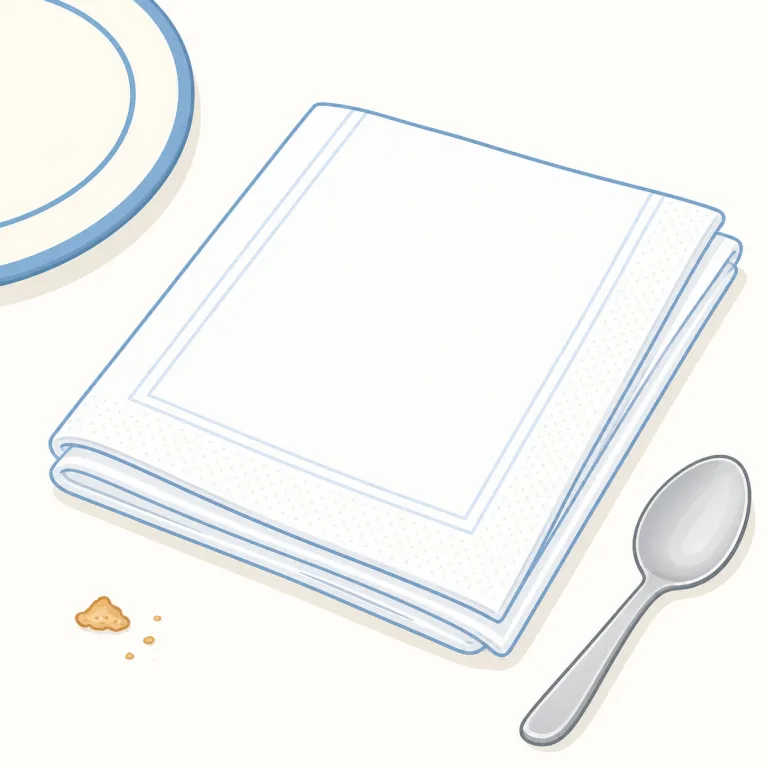 napkin（ナプキン・名詞）の覚え方イラスト — napkin は「食卓で使う布・紙」と場面ごと覚えると定着しやすい語です
