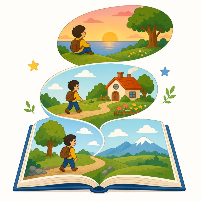 narrative（物語・名詞）の覚え方イラスト — 名詞の narrative は、単なる story よりも「出来事をどう筋立てて理解させるか」という語りのまとまりを意識すると覚えやすい語です
